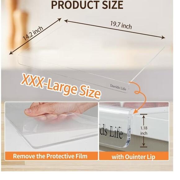 David's Life Countertop Clear Acrylic Cutting Board New XXXL - Picture 3 of 3